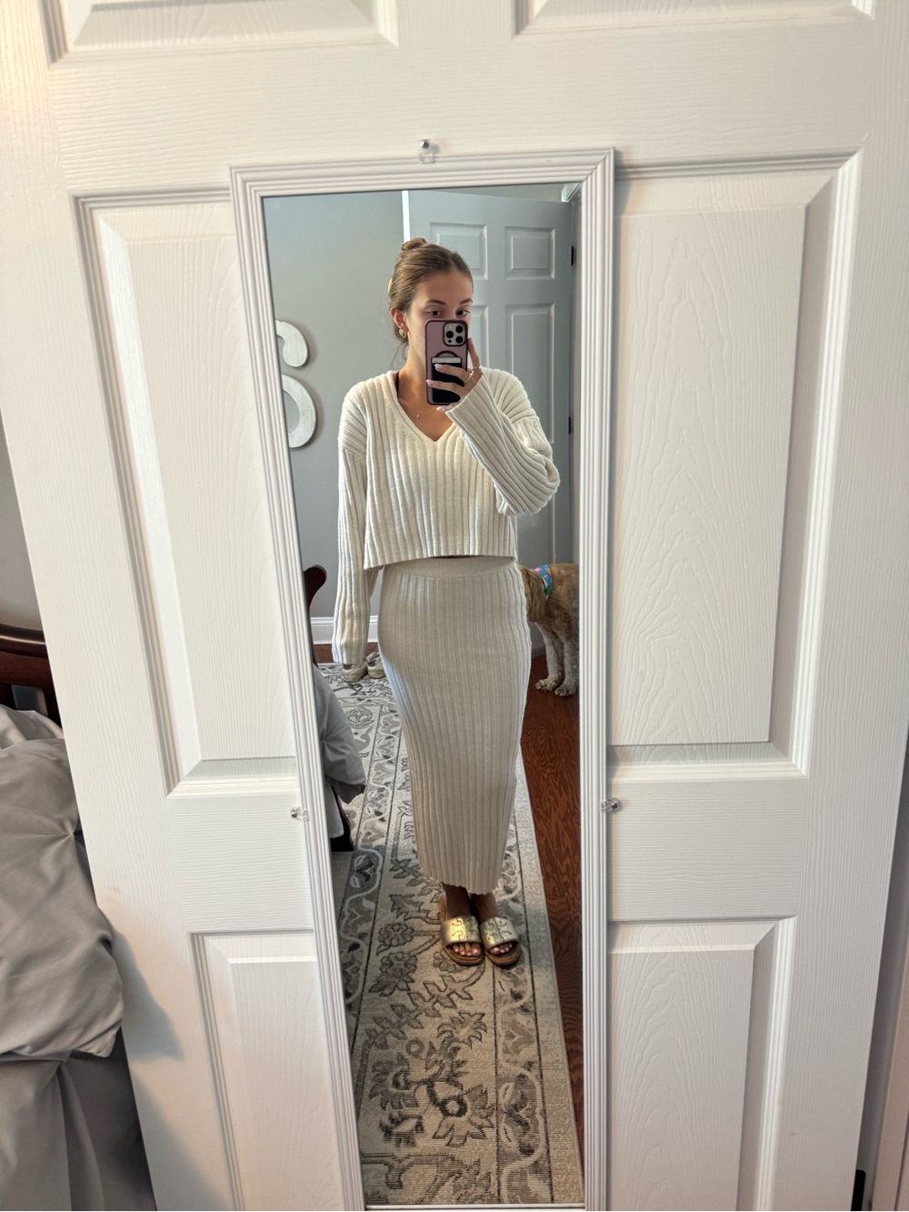Ribbed Knit Set in Cream